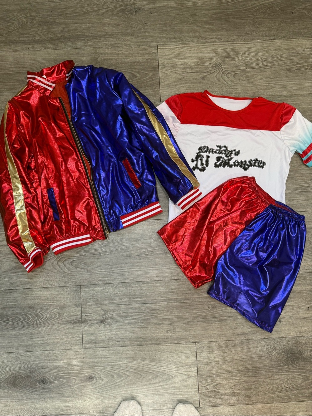 Harley Quinn Red & Blue 'Daddy's Lil Monster' Three-Piece Costume Set